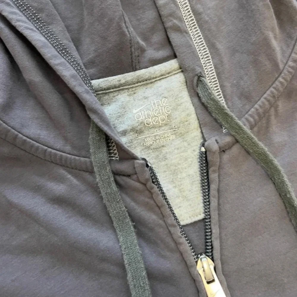 Vtg Y2K Nike Grey Zip Up Short Sleeve Hoodie Jacket Size Large 2000s Activewear
